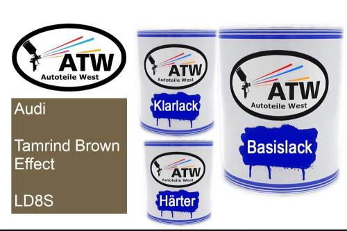 Audi, Tamrind Brown Effect, LD8S: 1L Lackdose + 1L Klarlack + 500ml Härter - Set, von ATW Autoteile West.